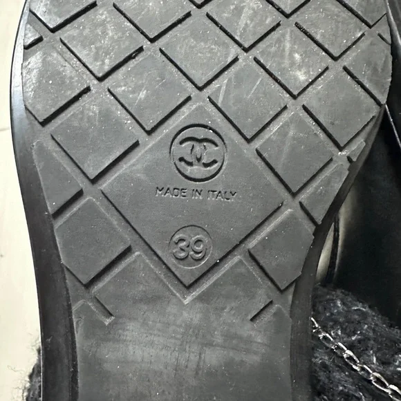 Auth Chanel Black Navy Blue Tweed Boots Socks Boots 39 Women - Picture 14 of 16